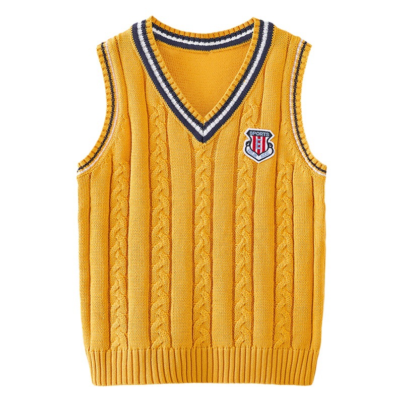 Chaleco de lana de algodón Twist niños y niñas de punto chaleco suéter medio y grande niños kindergarten uniforme escolar coreano al por mayor