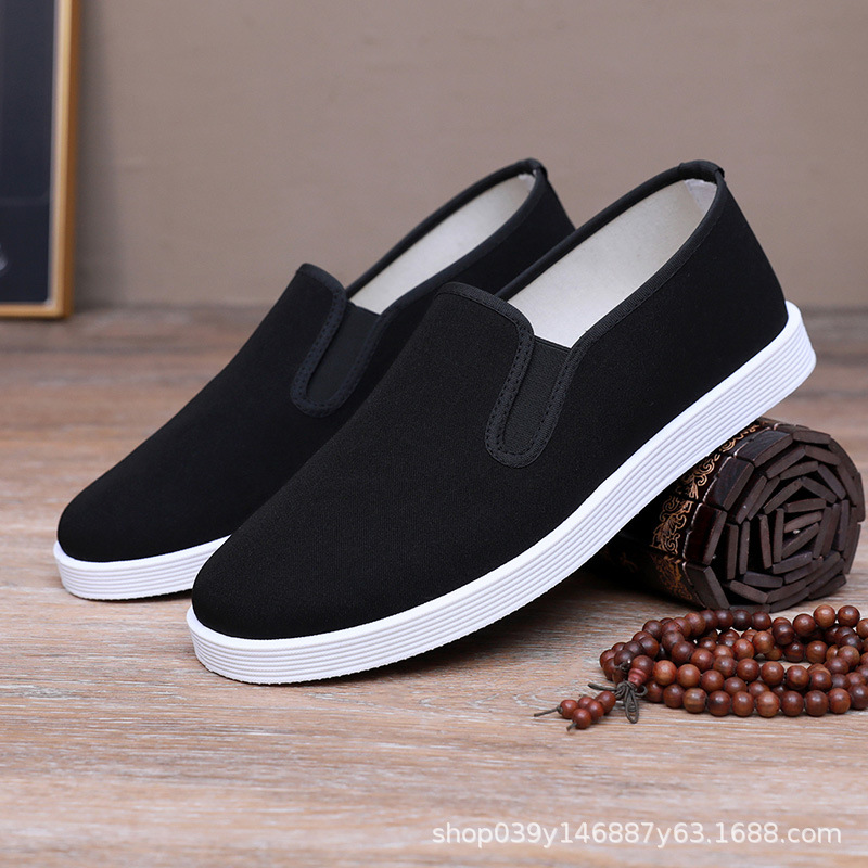 Old Beijing Durable Cloth Shoes for Men, Breathable, Fashionable, Versatile, Comfortable, Casual, Dad Shoes, Soft Sole, Non-Slip, Slip-On, Lightweight