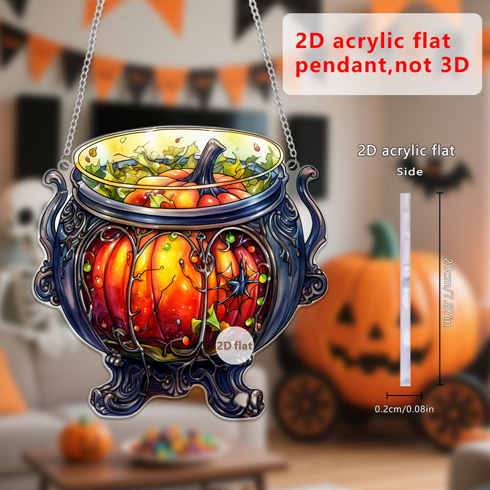 Decoración de Halloween transfronteriza cabeza de calabaza malvada 2D acrílico disco colgante ventanas de color porche colgante