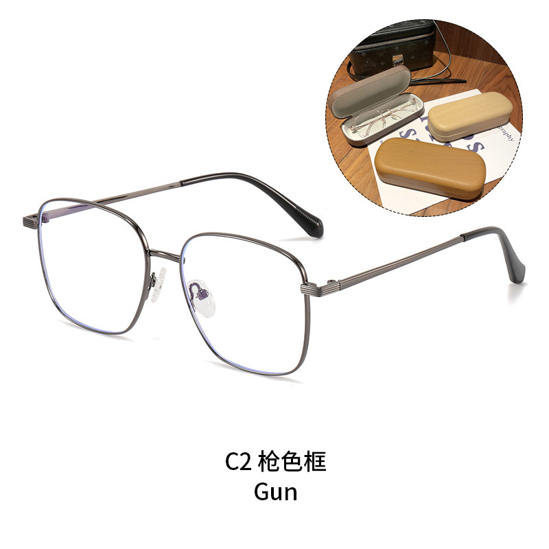 金属大框防蓝光眼镜女高级感方圆脸显瘦素颜可配有度数近视眼镜框|undefined