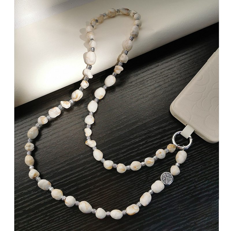 31g Weight Mobile Phone Lanyard Classification 1 Piece Quantity Acrylic Material Solid Color Pattern Beaded Design Bohemian Style Bohemian Solid Color Arylic Beaded Mobile Phone Lanyard 7