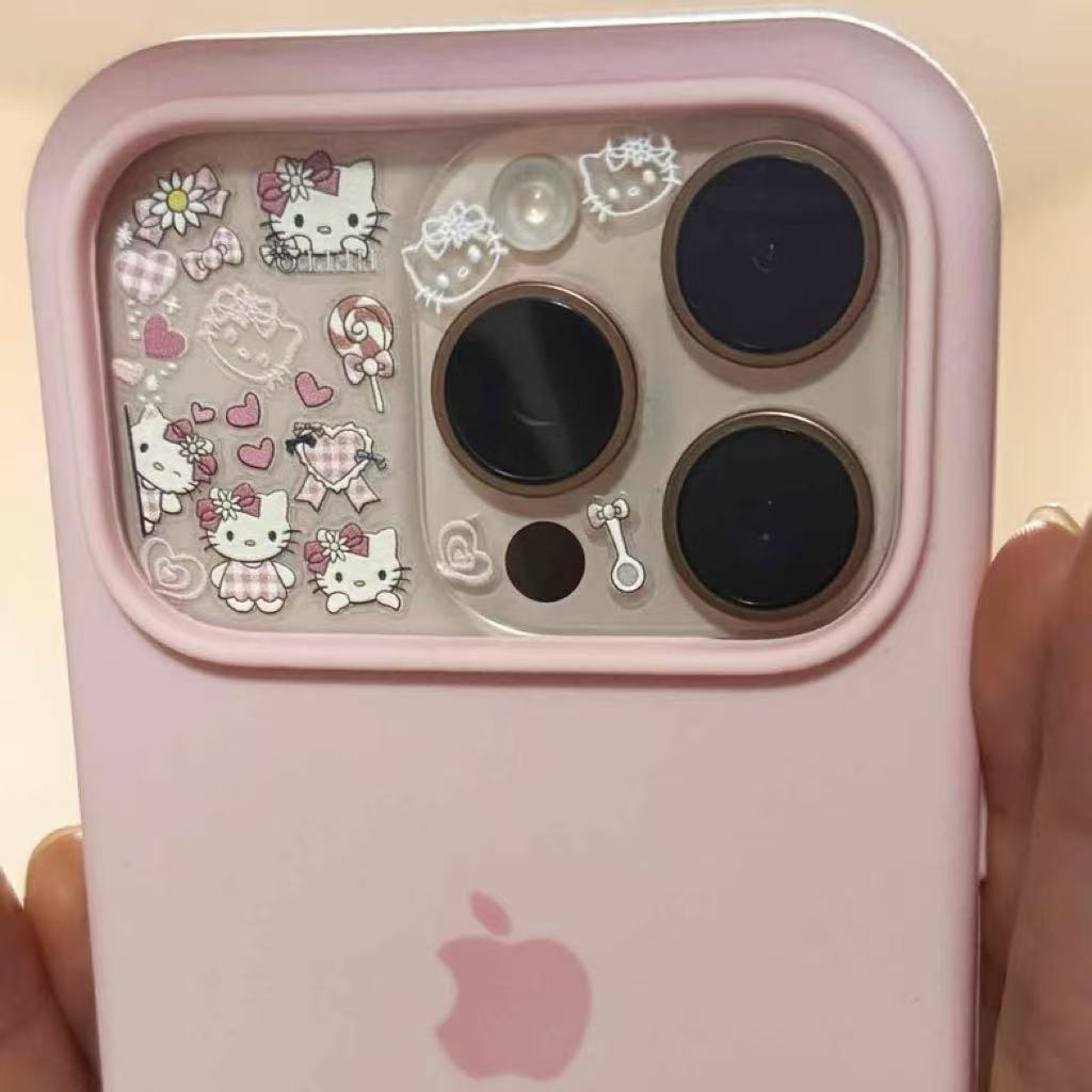 Pink Dress Hello Kitten Nail Art Stickers Ins Girly Style 5D Embossed 3D Pink Dress Cat Water Cup Camera DIY Stickers