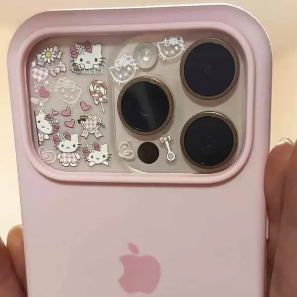 Pink Dress Hello Kitten Nail Art Stickers Ins Girly Style 5D Embossed 3D Pink Dress Cat Water Cup Camera DIY Stickers