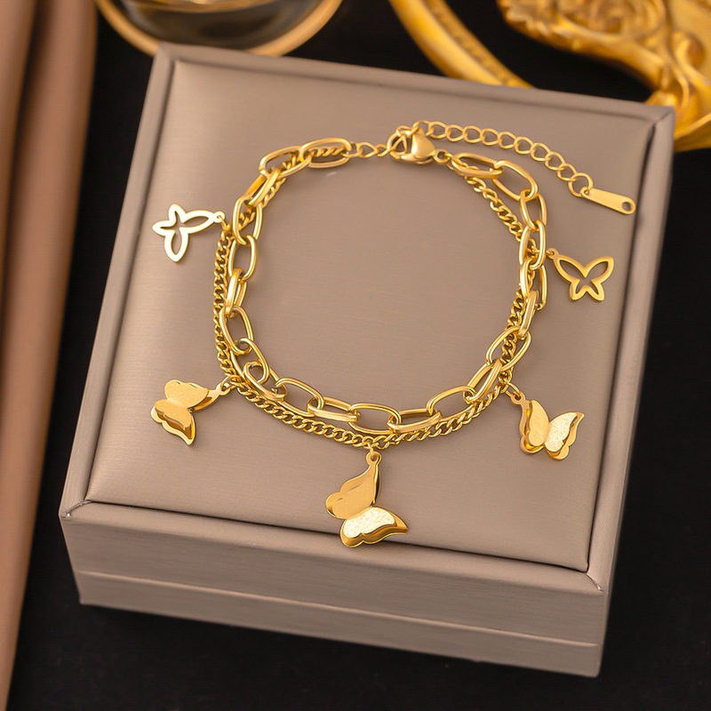 クロスボーダー東莞チタン鋼ジュエリー色褪せない新しい日本と韓国のアクセサリーブレスレット女性用 18K ゴールドファッションライト高級ハイエンド|undefined