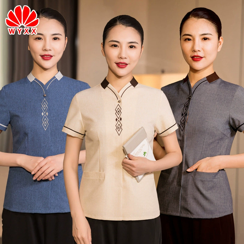 Лето с короткими рукавами Отель Гостевая комната уборка Рабочая одежда ресторан торговый центр логистика PA тётя уборка одежды недвижимость Новинка