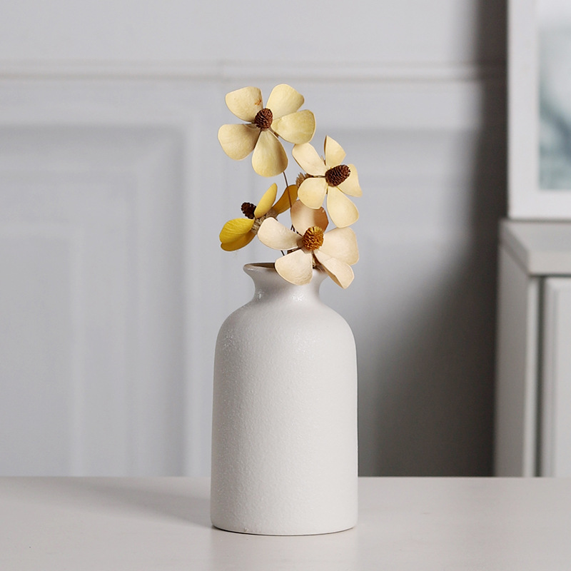 vasijas de cerámica blanca escritorio decoración de sala de estar flor seca vasijas de crema premium en el hogar