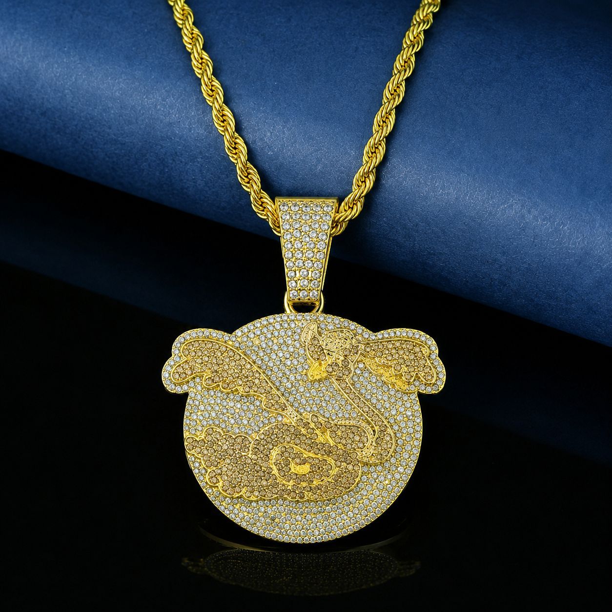 Nuevo colgante de flamenco de diamantes de aleación de joyería de hip-hop para hombre, colgante de collar de hiphop de marca de moda callejera europea y americana