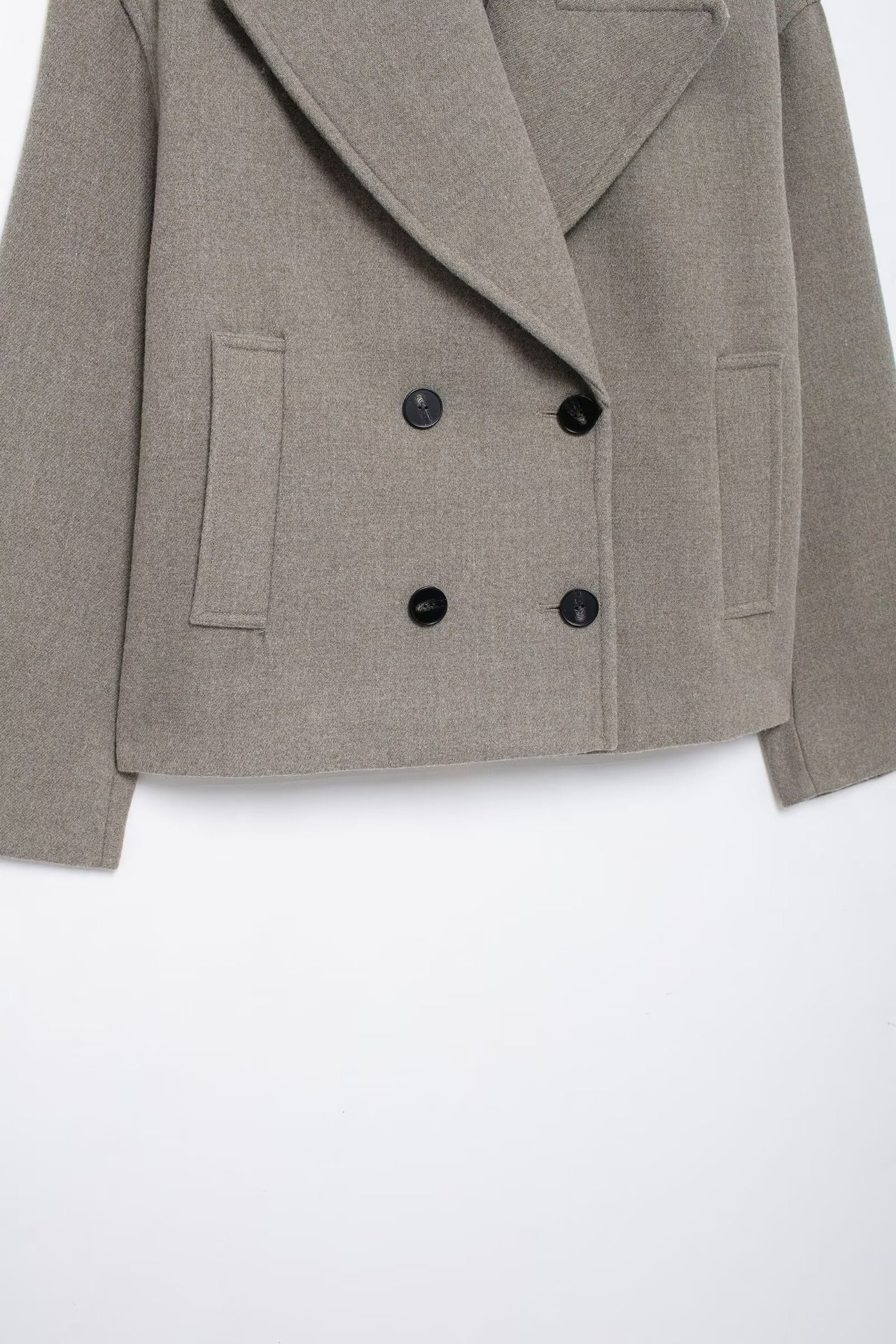 Damen 2024 Herbst/Winter Schurwolle-Mischung Zweireihiger Mantel mit Knopfleiste_voghion.com