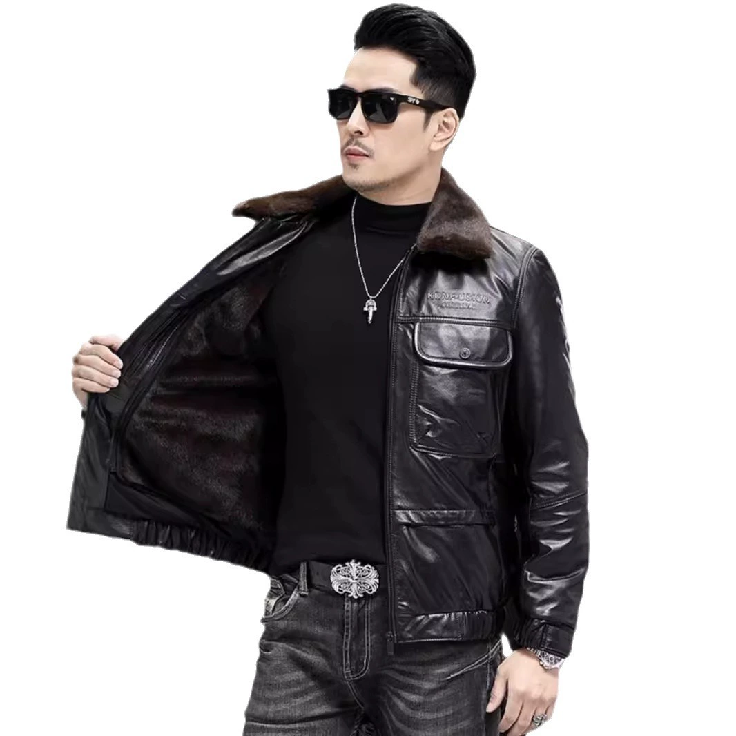 Leather velvet jacket, increased thickness