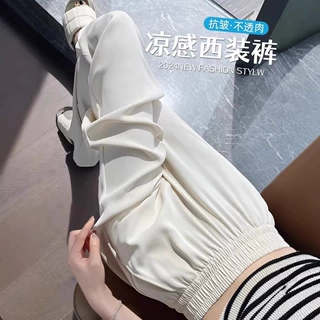直筒西装裤女春夏2026新款高腰休闲小个子垂感黑色通勤直筒裤口袋