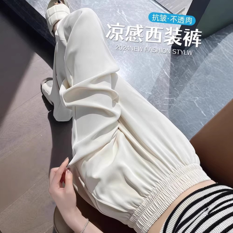 Straight-Leg Suit Pants for Women, Spring/Summer 2026 New High-Waisted Casual Petite Drapey Black Commuter Straight-Leg Pants with Pockets