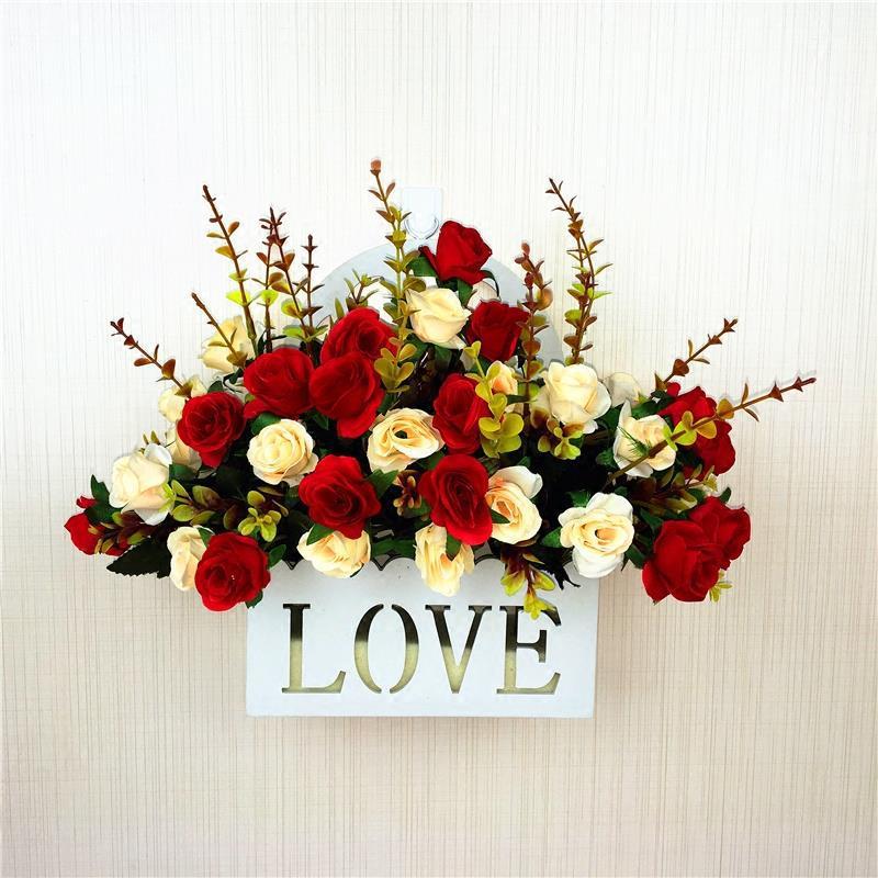 仿真花假花套装挂篮吊篮玫瑰绢花餐桌塑料花客厅室内装饰摆件