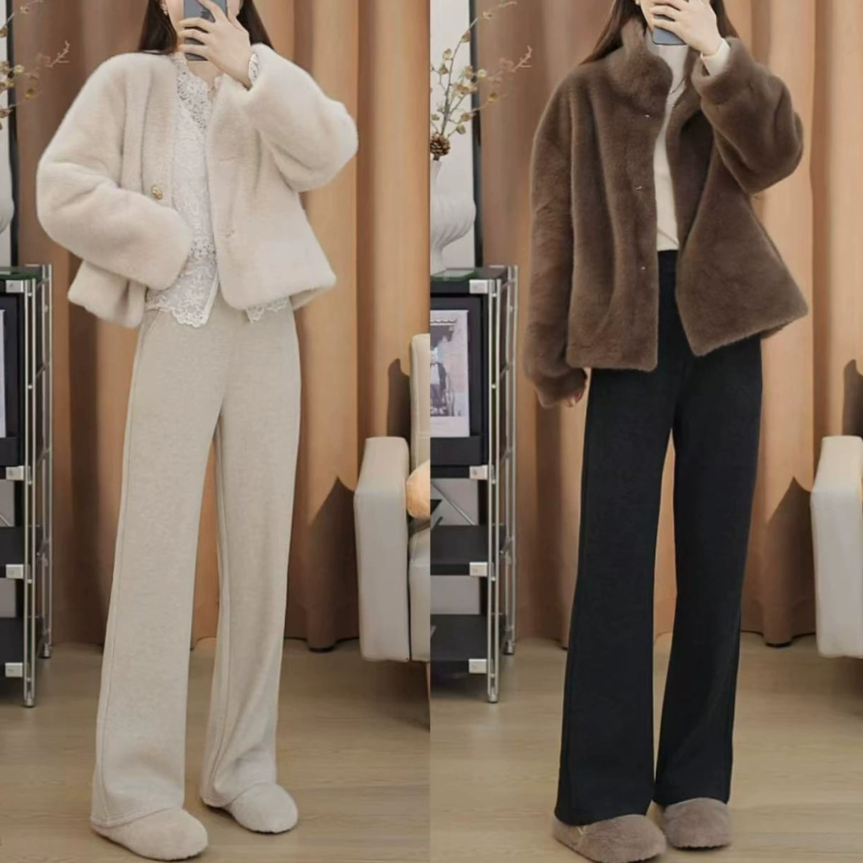 Толстый и пушистый маленький осенне-зимний досуг широкие ноги свободные дикие штаны тонкого темперамента