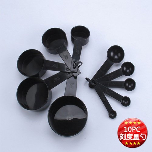 Cross-border supply 10PC black set plastic measuring spoon milk powder spoon wholesale Aimanwu baking tools