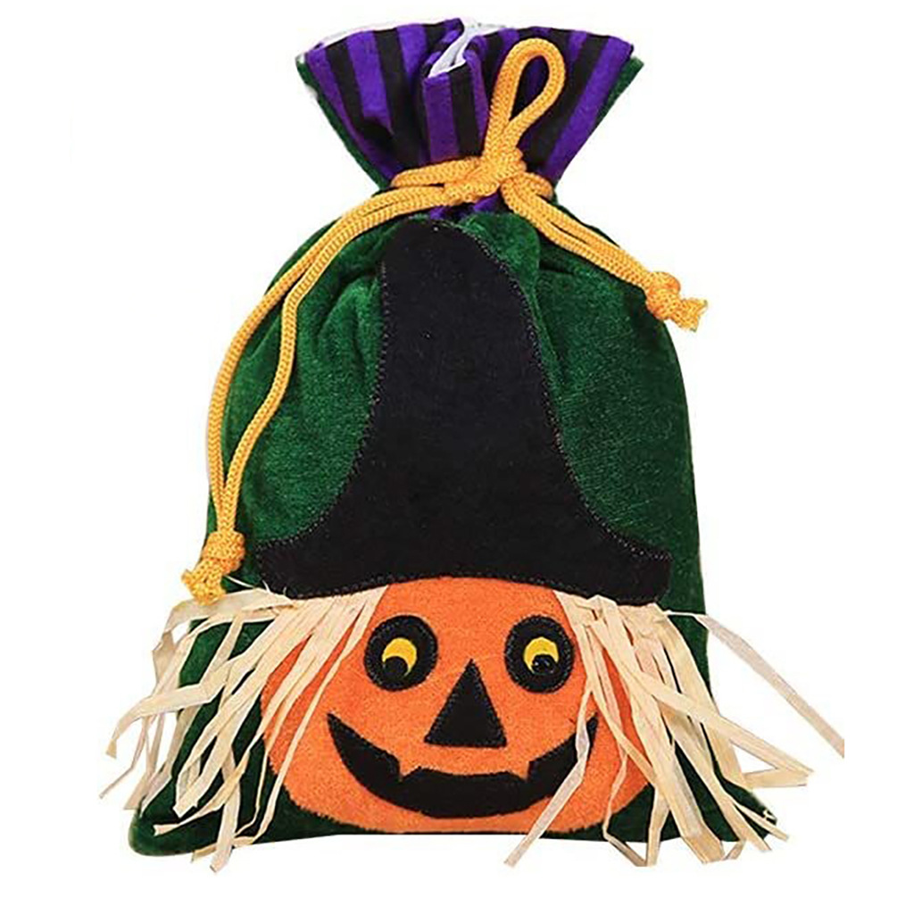 Decoración de Halloween bolsa de caramelo bolsa de regalo de terciopelo para niños Ghost Festival Portátil Bolsa de bruja de calabaza fiesta diseño de vacaciones