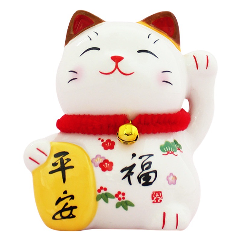 Estilo japonés lingote de oro gato de la suerte pequeña decoración de cerámica regalo de apertura cajero casa entrada sala de estar decoración de escritorio
