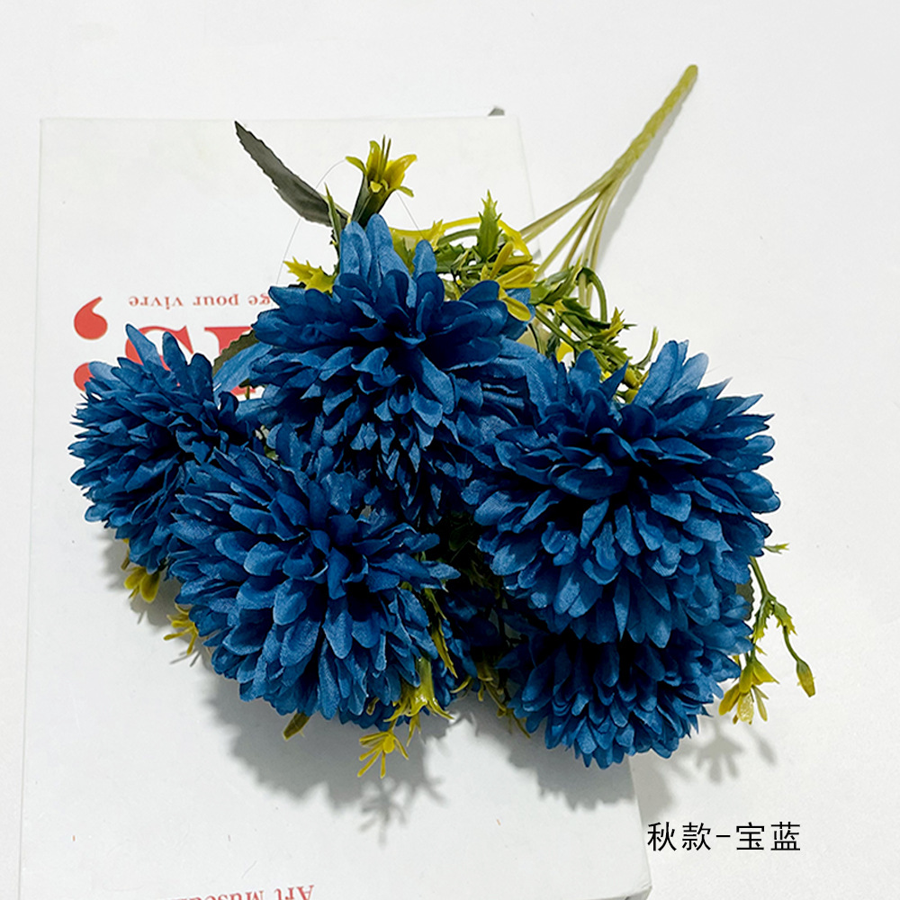Simulación de 6 bolas de crisantemo mano mano mano única flor pequeña sala de bodas flores falsas transfronterizas flores paisaje pastoral
