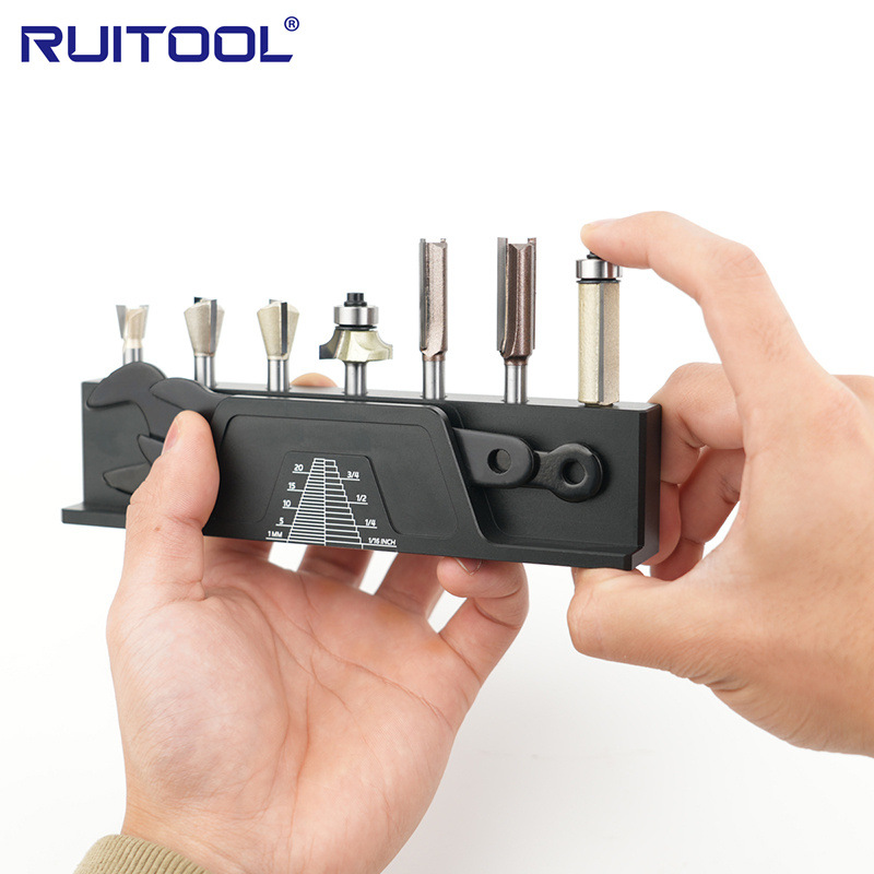 修边机刀具收纳架 铝合金倒装铣刀扳手整理收纳盒木工工具展示架