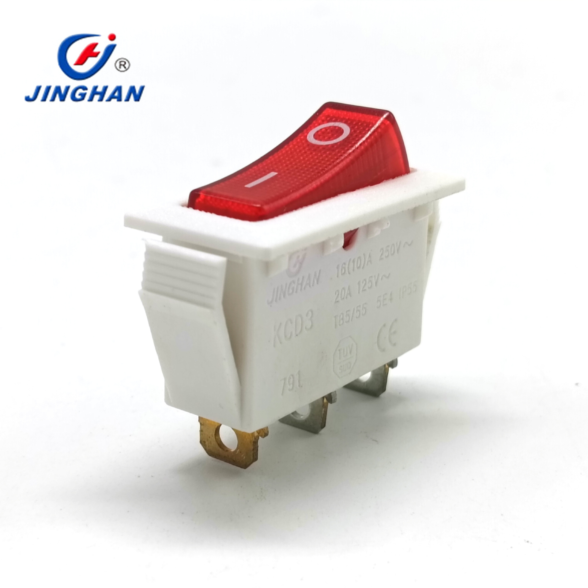 晶瀚 JINGHAN 单排翘板开关 带灯船型开关 电热锅开关 KCD3-103N