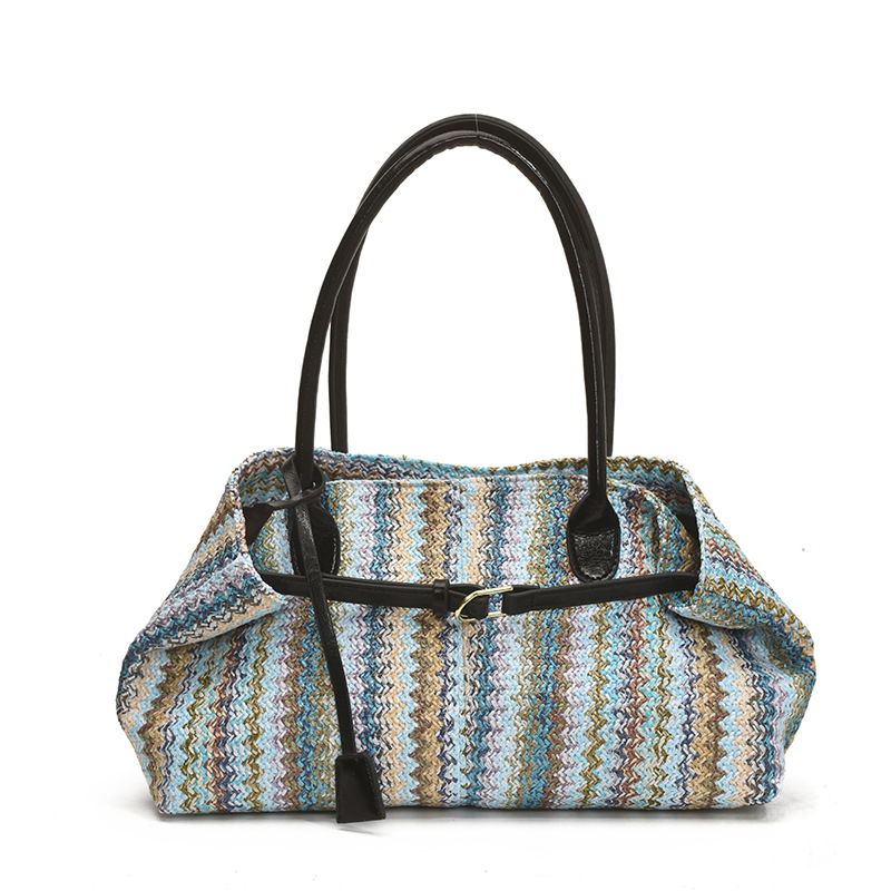 Cross-Border Summer Straw Woven Underarm Bag For Women 2025 New Beach Vacation Tote Shoulder Bag Versatile Baguette Bag - Thumbnail 5