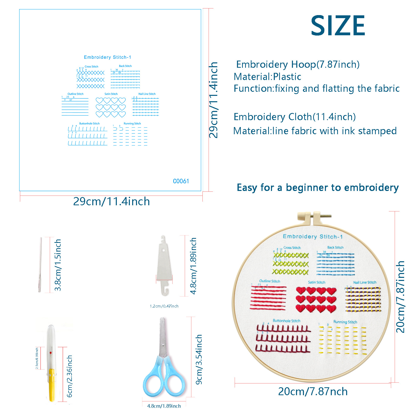 Conjunto de bordado para principiantes Paquete de material de bricolaje de costura de bordado básico Inglés Amazon Venta caliente fabricante al por mayor