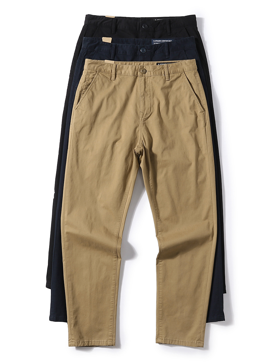Solid color base elastic trousers