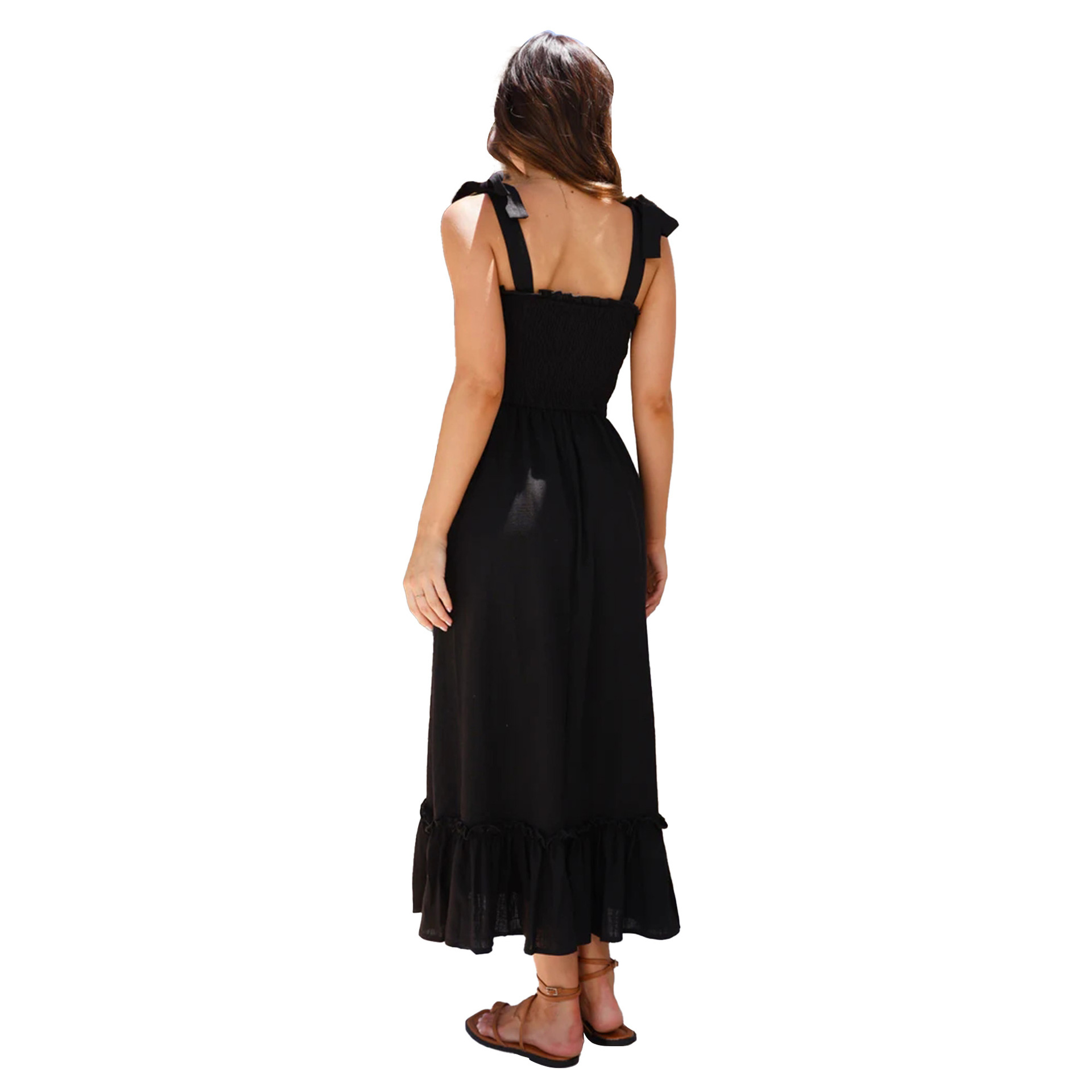 Women's Regular Dress Simple Style Strap Lettuce Trim Sleeveless Solid Color Midi Dress Holiday Daily Beach display picture 29