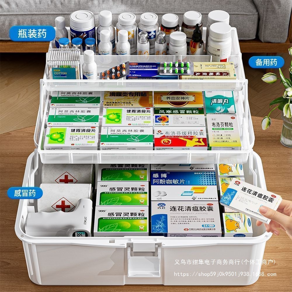 Large-capacity medicine box, medicine storage box, household small first aid kit, student dormitory art tool storage box