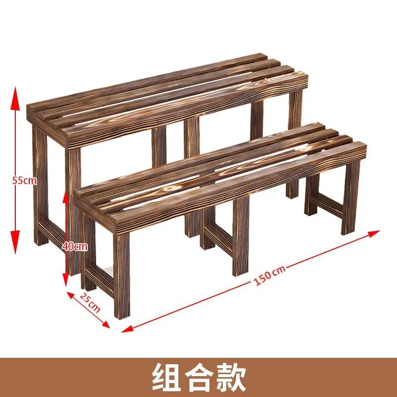 &フラワースタンド収納ラック無垢材炭化はしご多層バルコニー床置き防錆木材屋内屋外ポトス植木鉢ラック|undefined