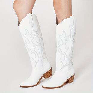 T 10735 White High Heel Boots ��ɫ�߸��LͲѥ