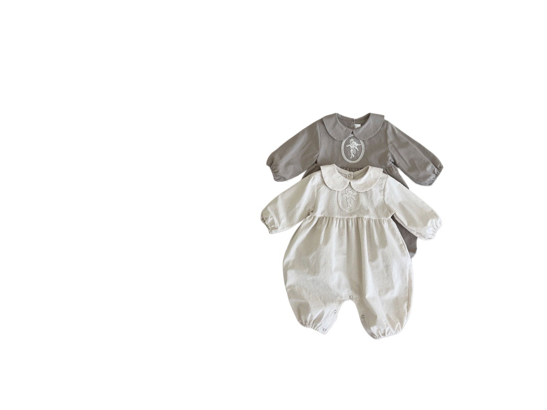 INS estilo coreano bebé niñas lindo princesa solapa mono mameluco recién nacido algodón encaje mameluco