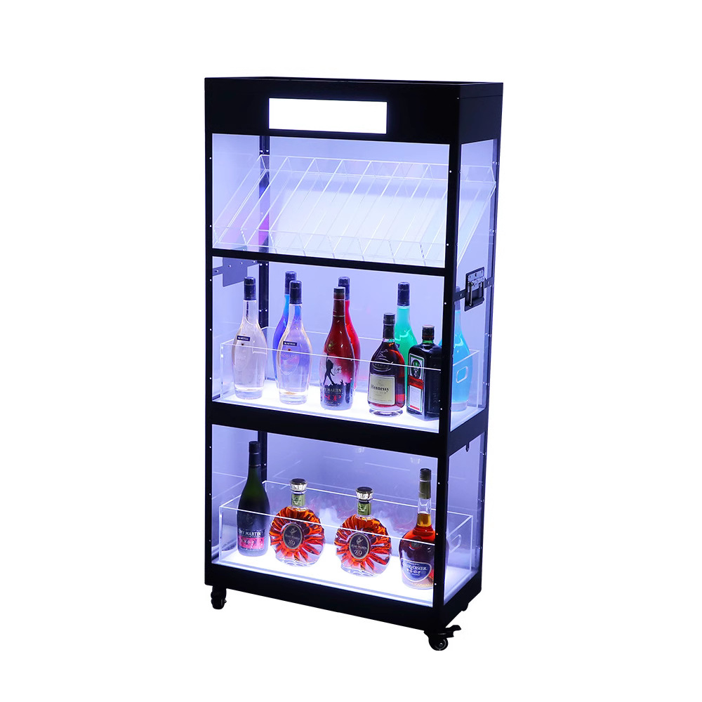 Zuoshang Night Club KTV bar LED gabinete de vino emisor de luz de tres capas estante de vino emisor de luz champán vino soporte de exhibición de vino