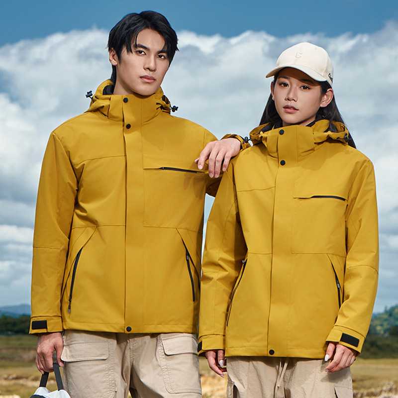 韓国版の男性と女性のアウトドア新作ジャケット スリーインワン防風防寒ジャケット カップル登山スキージャケット|undefined