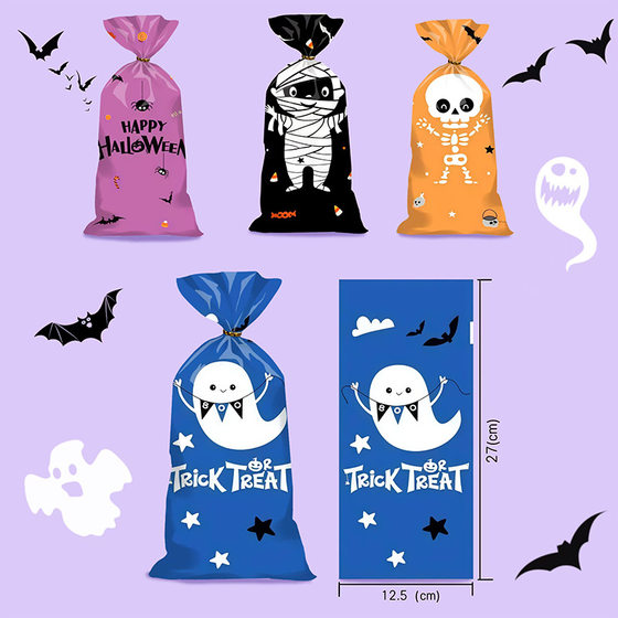 Cross Border Halloween Candy Packaging Bag Holiday Opp Flat Mouth Candy Bag Gift Bag Popcorn Cookie Packaging Bag