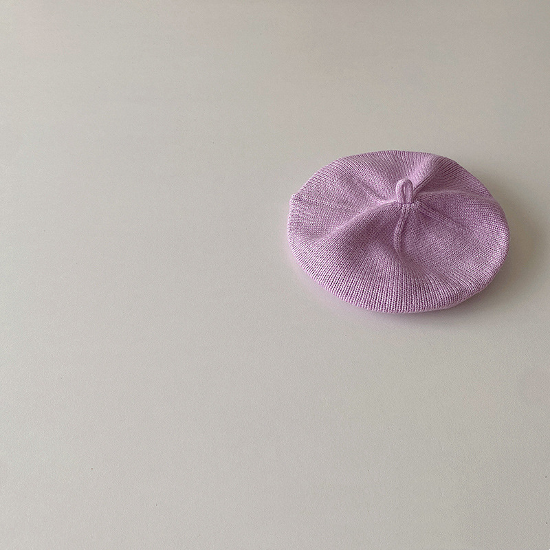 Bebé otoño crema boina color sólido sombrero de punto bebé estilo occidental pintor sombrero niños y niñas todo partido sombrero