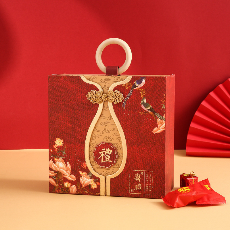 中国式喜糖礼箱完成品超大型結婚喜事糖箱婚約二重手提げ礼箱お土産|undefined