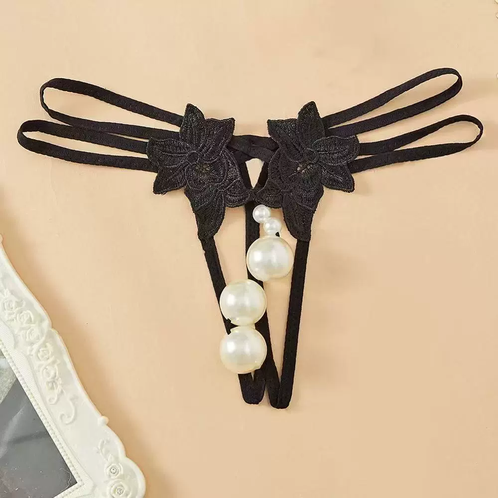 定制跨境情趣内衣内裤女士超大珍珠按摩丁字裤性感免脱珍珠丁字裤