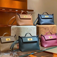 輸入ワックスラインの純粋な手作りevercolorはswift牛革mini 2424ケリーバッグの肩を斜めに掛けて手提げます。