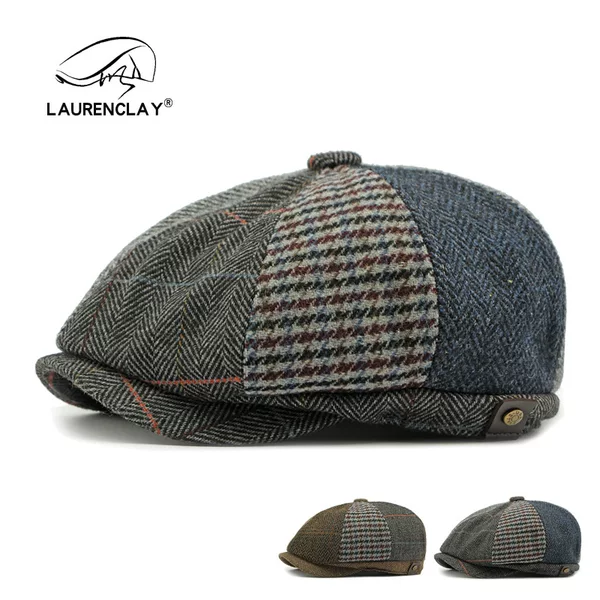 Foreign Trade Hat Men's Octagonal Hat British Vintage Beret Artistic Painter Hat Newsboy Hat Wool Duck Cap