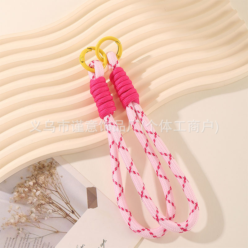 新款编织彩色短款双扣挂绳手腕绳包包挂件防丢手机壳公仔挂绳批货|undefined