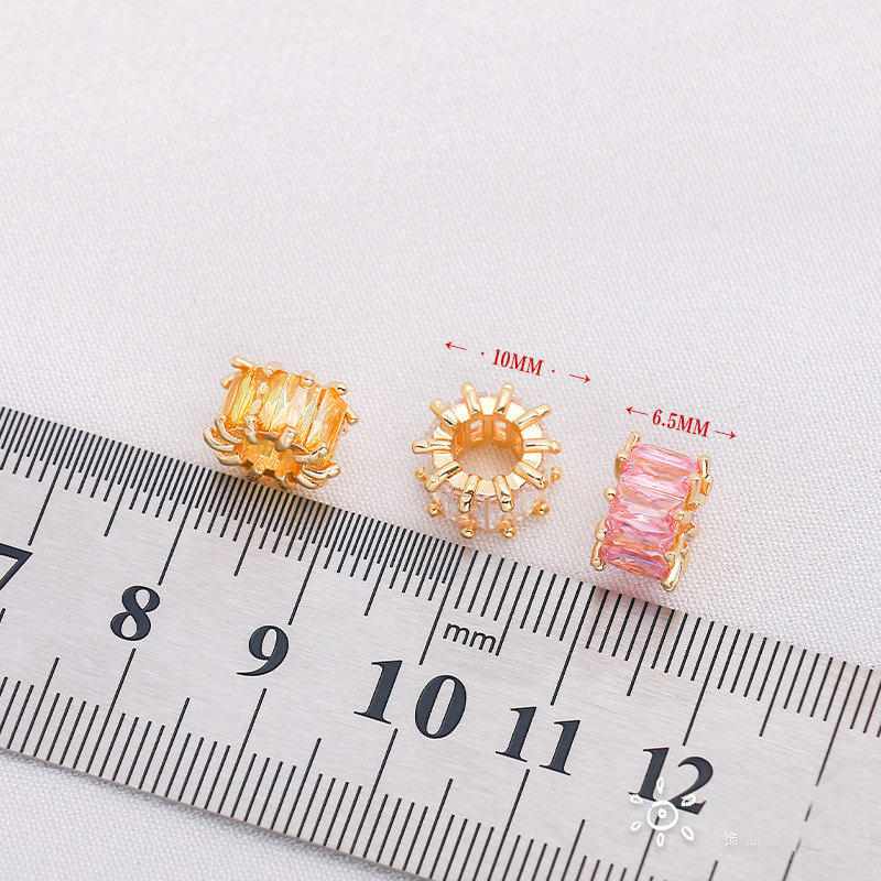 18K Gold-Plated Copper Color-Preserving Spacer Beads Handmade Loose Beads DIY Bracelet Necklace Crystal Pearl Spacer Beads Jewelry Accessories