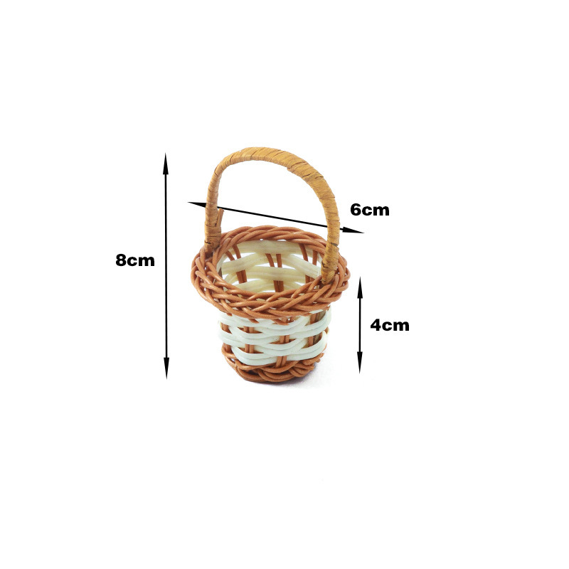 Mini cesta de imitación de ratán, decoración de muebles estilo pastoral, accesorios de fotografía, artículos pequeños, artículos varios, cesta de flores al por mayor.