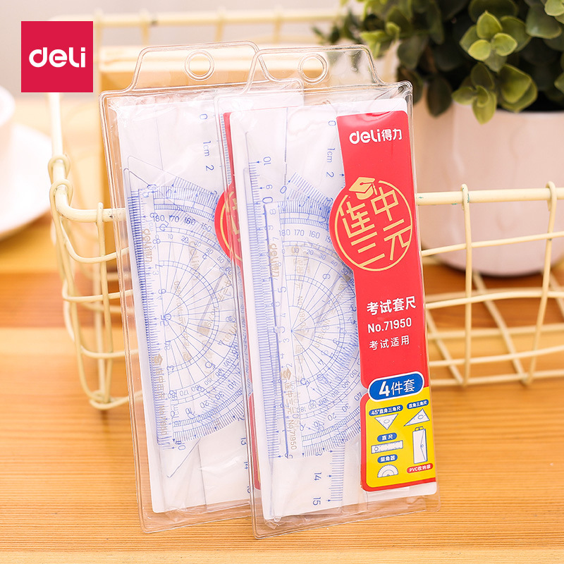 Geti 71950 Exam Set Ruler Student Straight Ruler Triangle Ruler Protractor Set with Triple Success Stationery