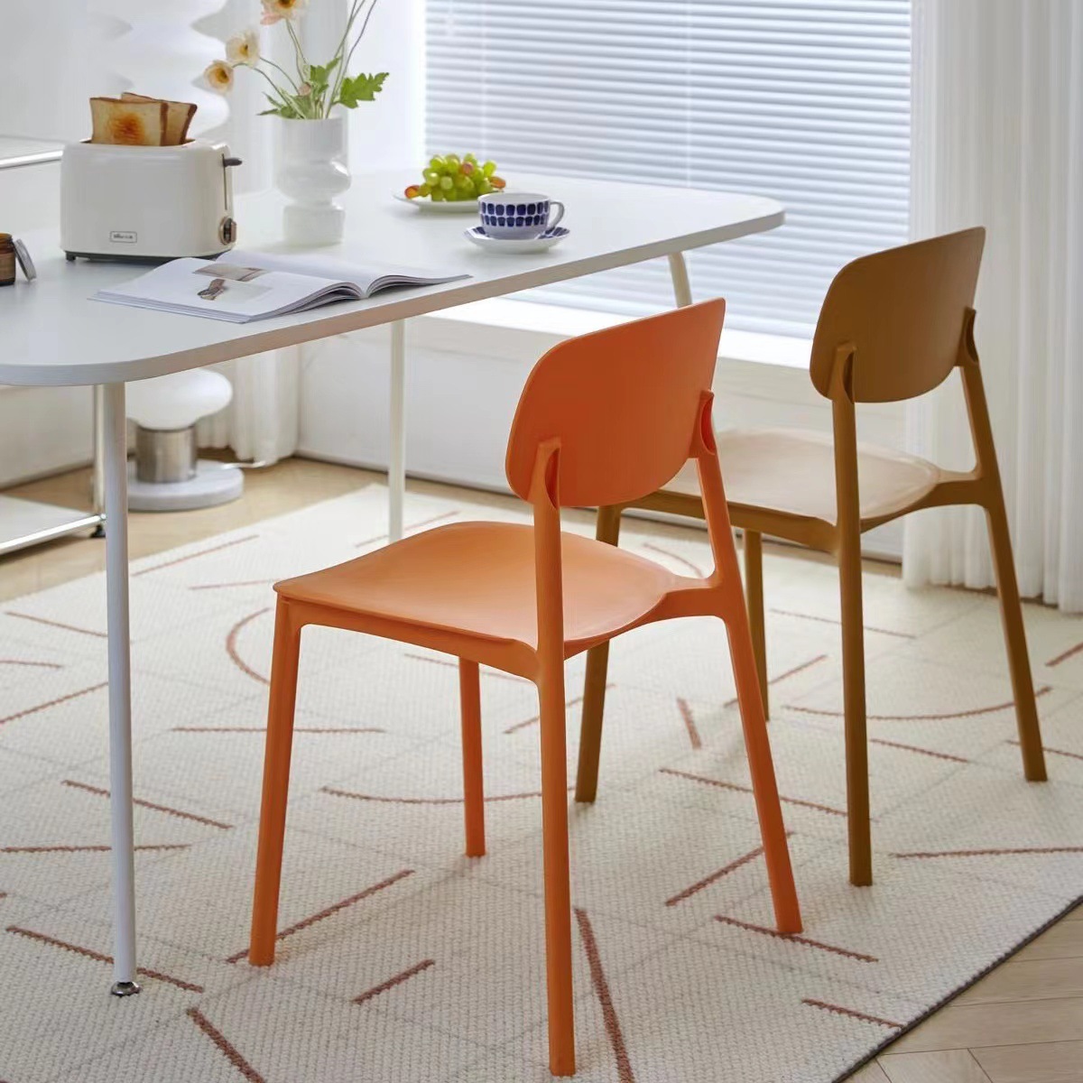 silla de plástico respaldo para adultos espesar casero nórdico taburetes de comedor apilables dormitorio simple moderno al por mayor
