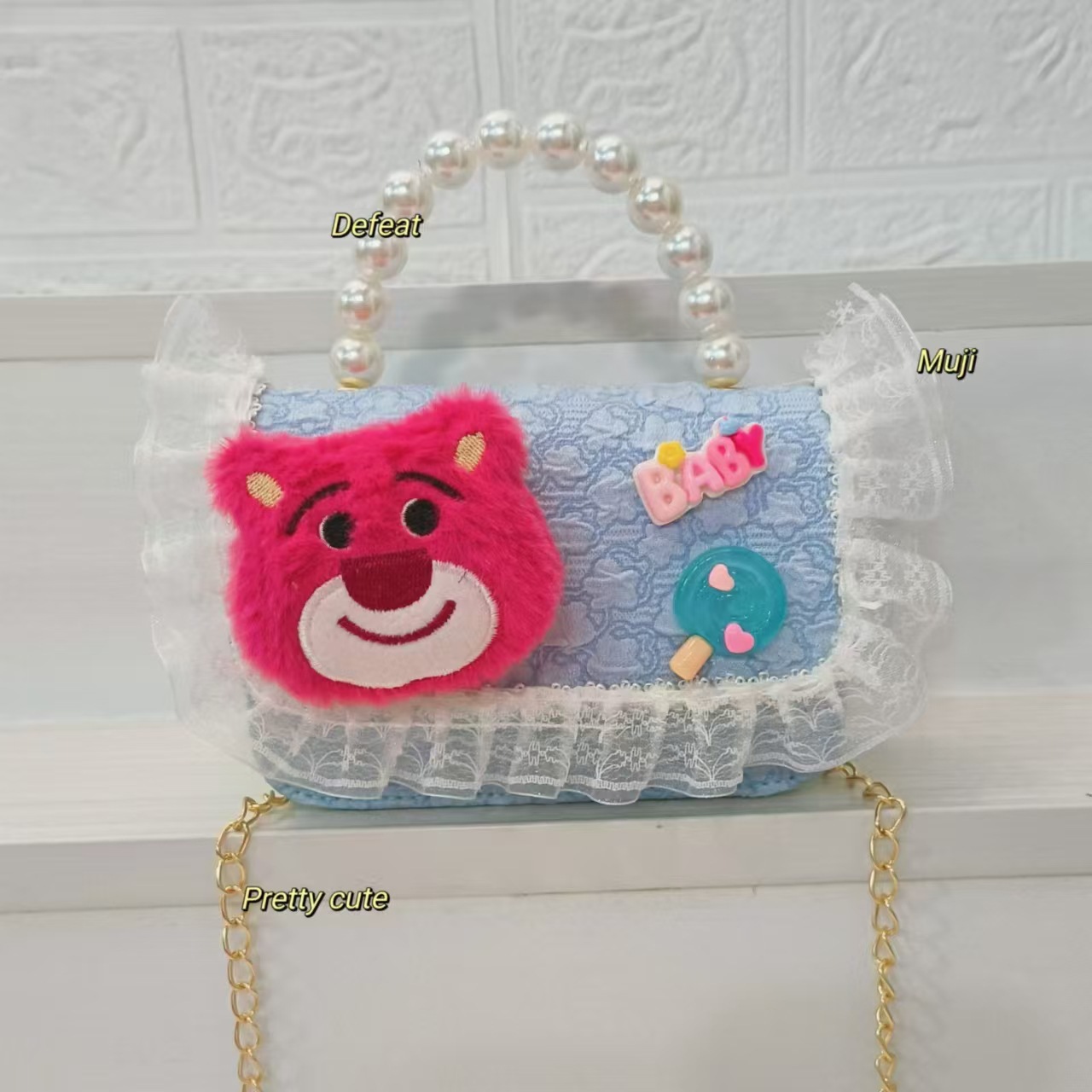 Bolso de perlas bolso de hombro bolso de cambio bolso de princesa bolso de dibujos animados bolso de fresa oso bolso de niños bolso de cadena