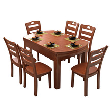 餐桌圆桌家用轻奢实木饭桌小户型现代简约伸缩折叠圆形可变大桌子