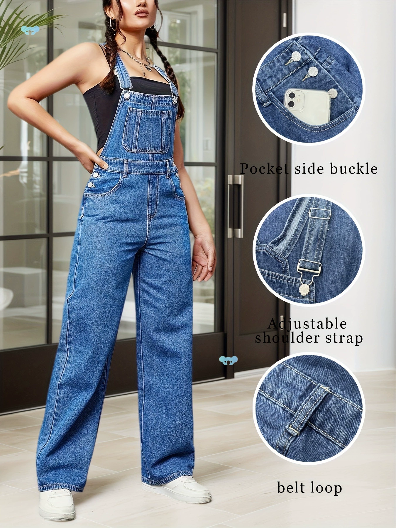 Женский джинсовый комбинезон свободного кроя, длинный ромпер, кросс-бордер