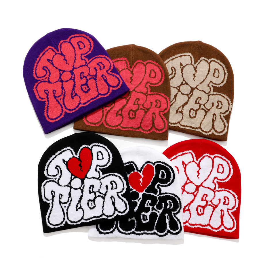 Láska vlněná čepice módní trend podzimní a zimní svetrová čepice vícebarevné písmeno pánské a dámské hip hopové_voghion.com