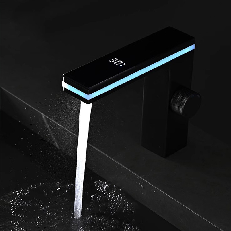 lavabo inteligente pantalla digital grifo frío y caliente luz de atmósfera espacio aluminio lavabo lavabo lavabo lavabo doméstico lavabo