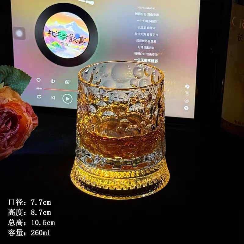 Creativo lujoso giratorio taza de whisky taza de vidrio de cristal casero taza de Mairen